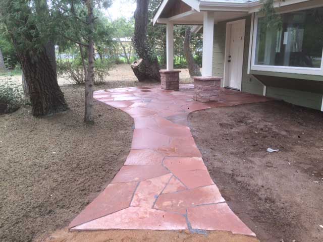Red Flagstone Sidewalk and Patio in Boulder County