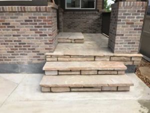 These beautiful flagstone stairs, walk and raised backdoor patio were built in the City of Boulder, CO.