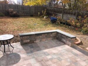 Borgert pavers are used to create a patio bench at this Longmont, CO, home