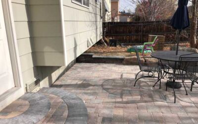 Bogert products create patio circular entry step and bench in Longmont