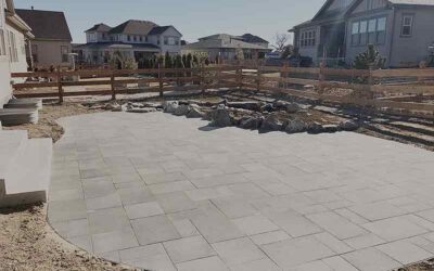 Stone paver patio and rock enclosed garden in Longmont