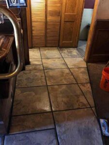 Porcelain pavers made an attractive and easily maintained floor for this Niwot bar. 